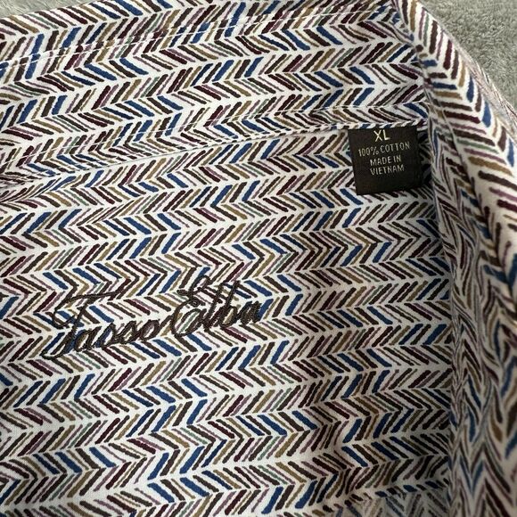 Tasso Elba Button Down Shirt Mens XL Khaki Marche Plaid And Tribal Lot Of 2 - Picture 7 of 16